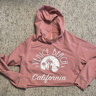 Ever Hottie Womens Hooded Cropped Sweatshirt Sz S Pink Venice Beach