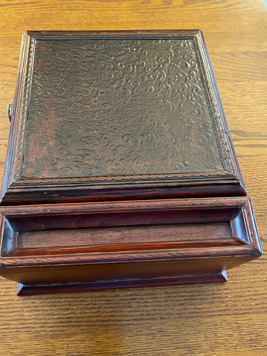 Vintage 2002 Wood Slant Top Writing Desk Document Box Case Desktop - Picture 5 of 10