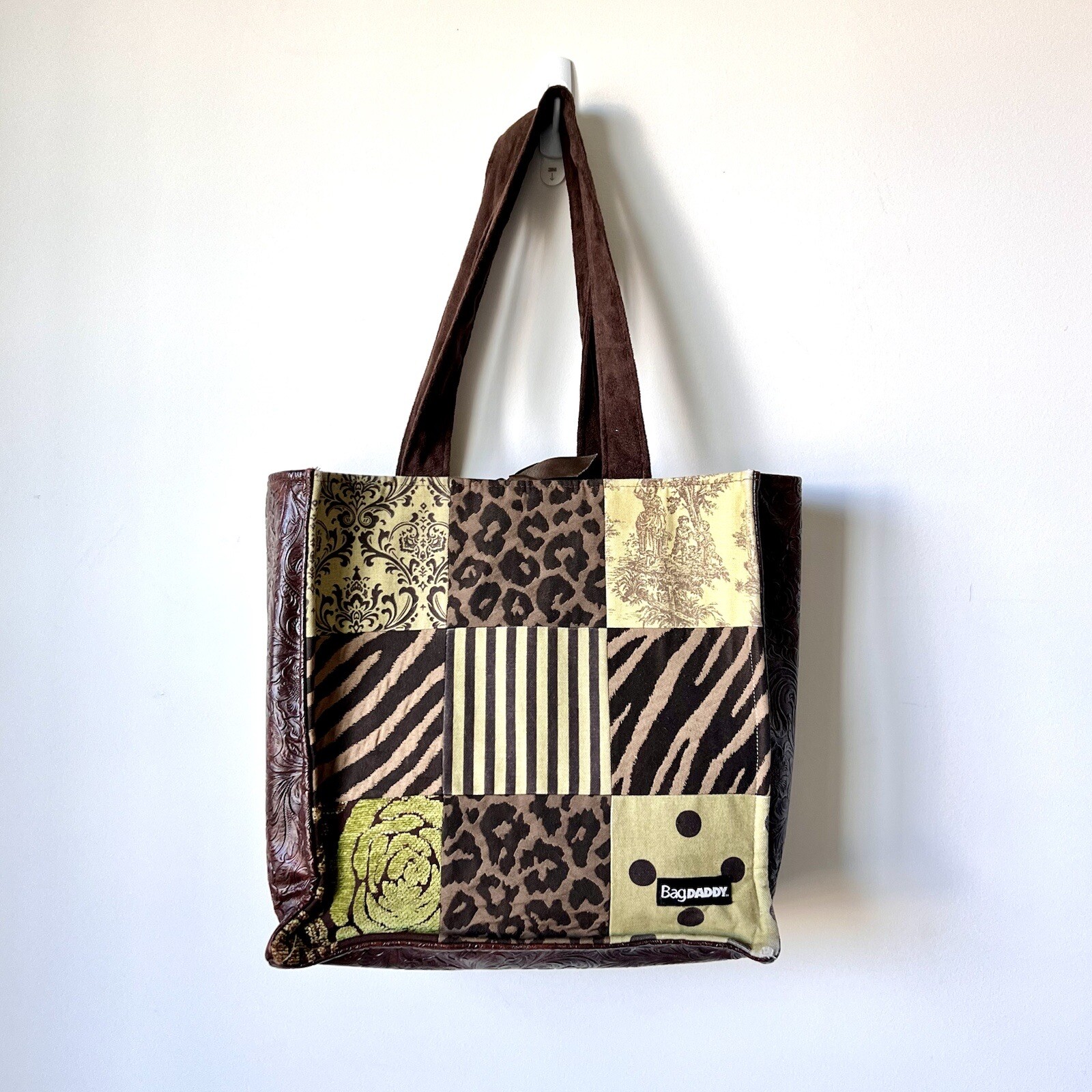 BAG DADDY Patchwork Leopard Lined Roomy Tote Shou… - image 1