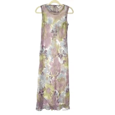 Mica Midi Dress Ethereal 6 Blue Purple Sleeveless Floral Chiffon Sheer Overlay
