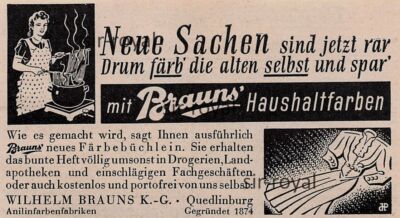 Brauns Farben-Fabrik Quedlinburg - 1941 - Historische Werbung ~9x5cm -