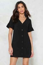 NastyGal Late Registration Black Mini Buttoned Dress Size 8