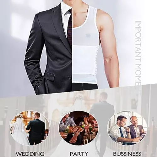 GILET DA UOMO BODY SHAPER SLIMMING PANCIA PETTO COMPRESSIONE T-SHIRT TANK TOP CINTURA - Foto 16 di 36