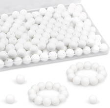 120PCS Silicone Beads, 15Mm Silicone Beads White for Keychain Making Bulk round