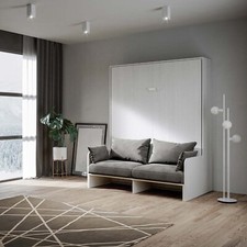 Letto MATRIMONIALE scomparsa verticale con divano KENTARO SOFA' bianco frassino