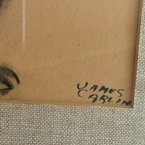 Listed Artist JAMES CARLIN Signed Mid Century Framed NUDE WOMAN Charcoal Drawing - Picture 5 of 7