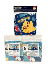 Lot of 3 - Pokemon Pikachu Happy Birthday Party Banner and Tablecover  NEW