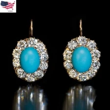 Boho Retro 925 Silver Dangle Drop Earrings Ear Hook Women Turquoise Jewelry Gift