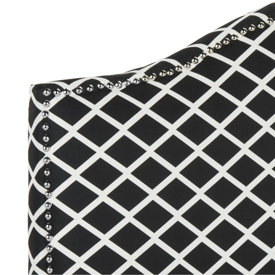 SAFAVIEH Connie Headboard Silver Nail Head | Black / White | Twin | - Image 2 of 3