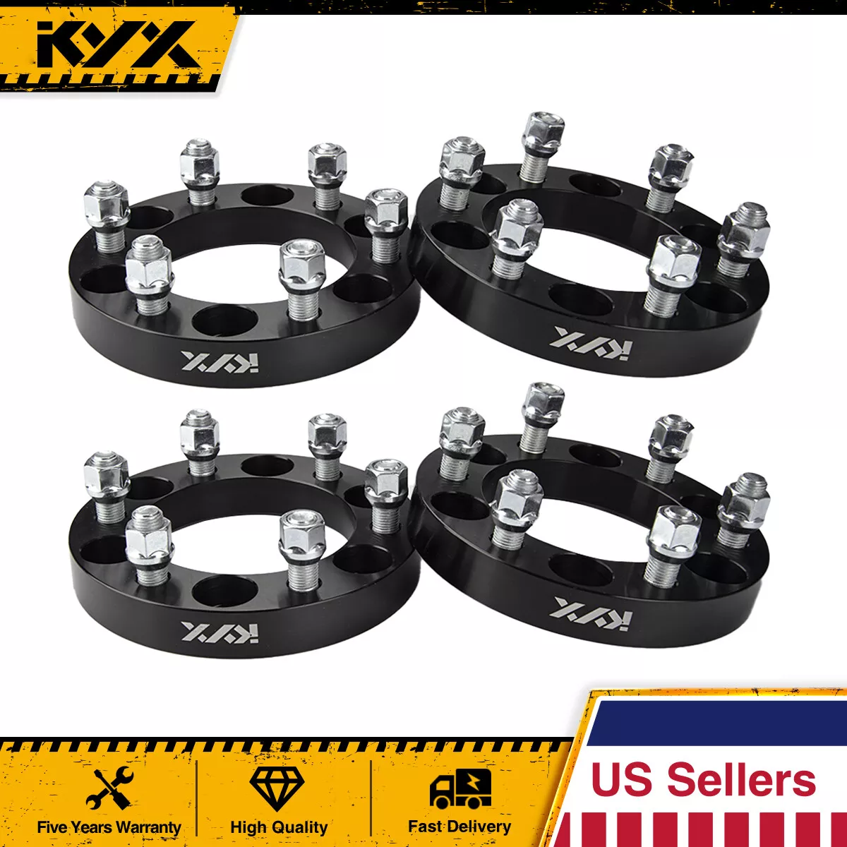 Unique Bargains 4 Pieces 6 Lug 6x5.5 1.25 Thickness Wheel Spacers Adapters  for Cadillac,Chevy 