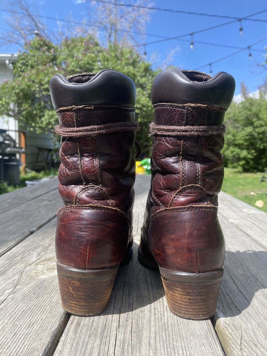 Vintage Double H Packer Leather Lace-Up Boots Double H Lacer Kiltie Packer Boot Brown 100% Leather DH058B  main image 2