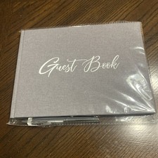 Linen Wedding Guest Book for Your Reception Gray 100 Blank pages W Pen
