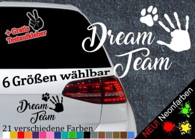 DreamTeam Aufkleber -6 Größen 21 Farben- Freundschaft Hund Haustier Begleithund