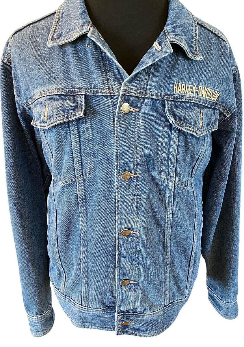 Harley Davidson Motorcycle Heavy Denim Jacket Bar & Shield Logo