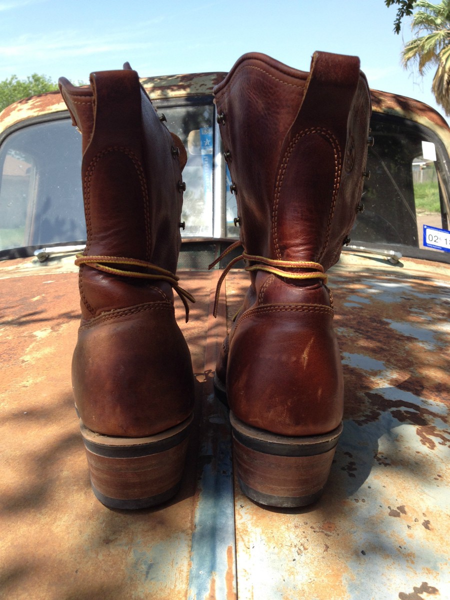 GEORGIA BOOT 6M USA BROWN LEATHER LACE UP KILTIE WESTERN TRUCKER FARM BOOTS Georgia Boot Farm and Ranch Lacer Work Boot main image 4