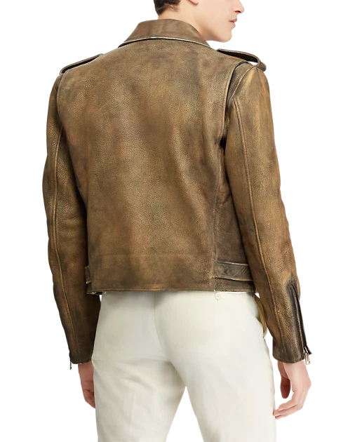 $3,495 Ralph Lauren Etiqueta Púrpura Hombres Delgada Cuero Cerrado Motociclista Moto Chaqueta Foto 4 de 4