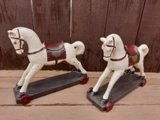 Set of Two Holiday Home Christmas Rocking Horse's Holiday Decor