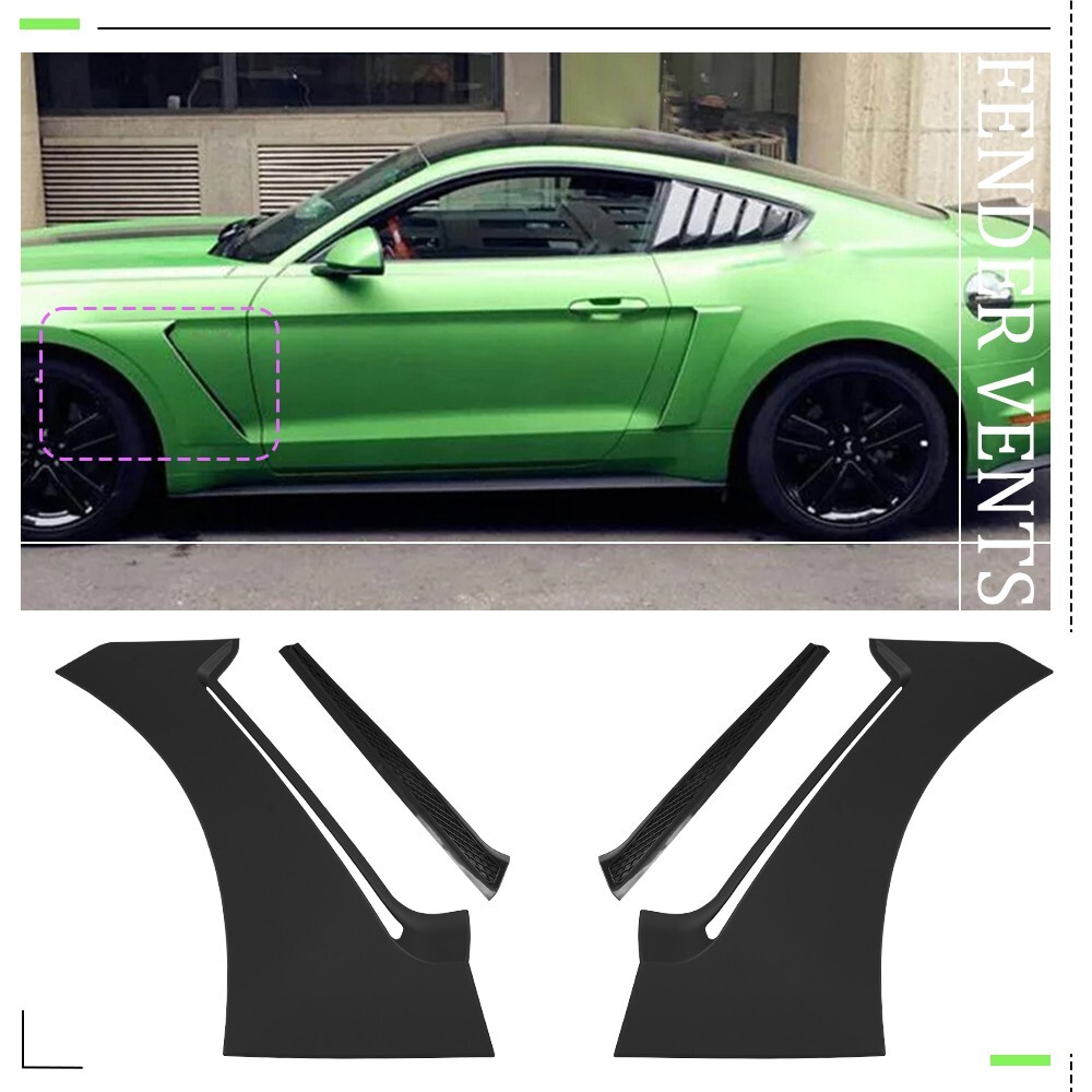 Pair For 15-23 Ford Mustang GT350 Style Front Side Body Scoops Fender Vents Trim