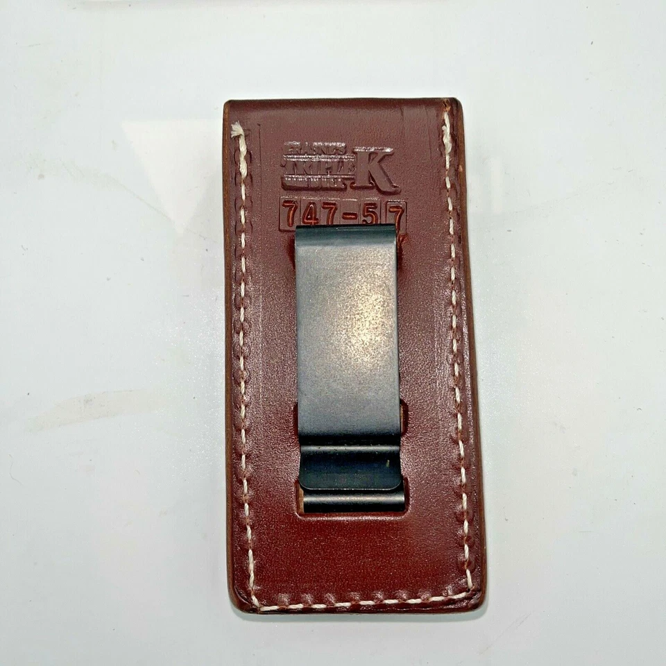 Bolsa de carregador de couro 1911 única 9mm/0,45 ACP acabamento em óleo de nogueira Ruger P45 P90 - Imagem 3 de 4