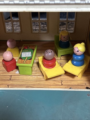 Vintage Fisher Price Little People Schulhaus Vintage 1971 Bus Schreibtisch Schaukel Buchstaben - Bild 6 von 24