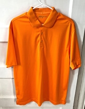 Nike Polo Golf Shirt Men's Large Orange Dri-Fit Performance Logo Arm