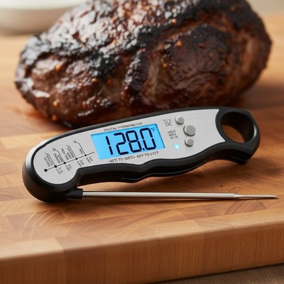 Compact Digital Meat Thermometer with Large Display - Ideal for BBQ & Cooking