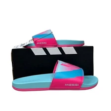 Adidas Messi Slides Mens Mens 11 / W12 Pink Blue Sandals Adilette Comfort JR6326