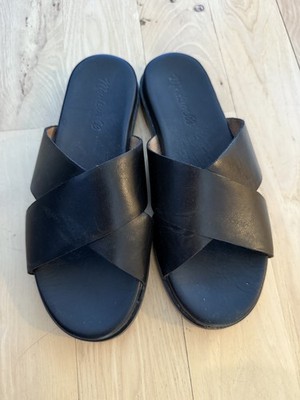 Madewell Women's Black The Louisa Crisscross Slide Leather Minimalist  Size 5.5