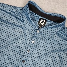 FootJoy Men's XL Blue Palm Tree Print Golf Polo Shirt Performance Stretch