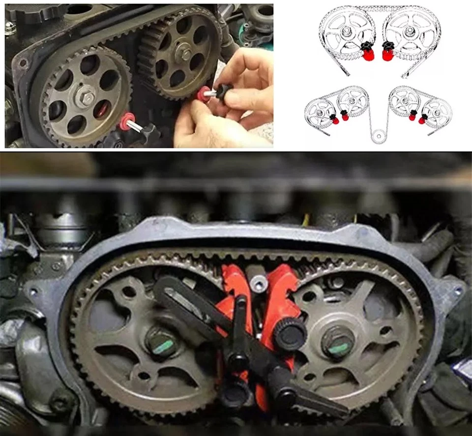 Kit de herramientas de bloqueo de engranajes de piñón de sincronización de árbol de levas abrazadera de doble leva universal 5 piezas/juego Foto 3 de 4