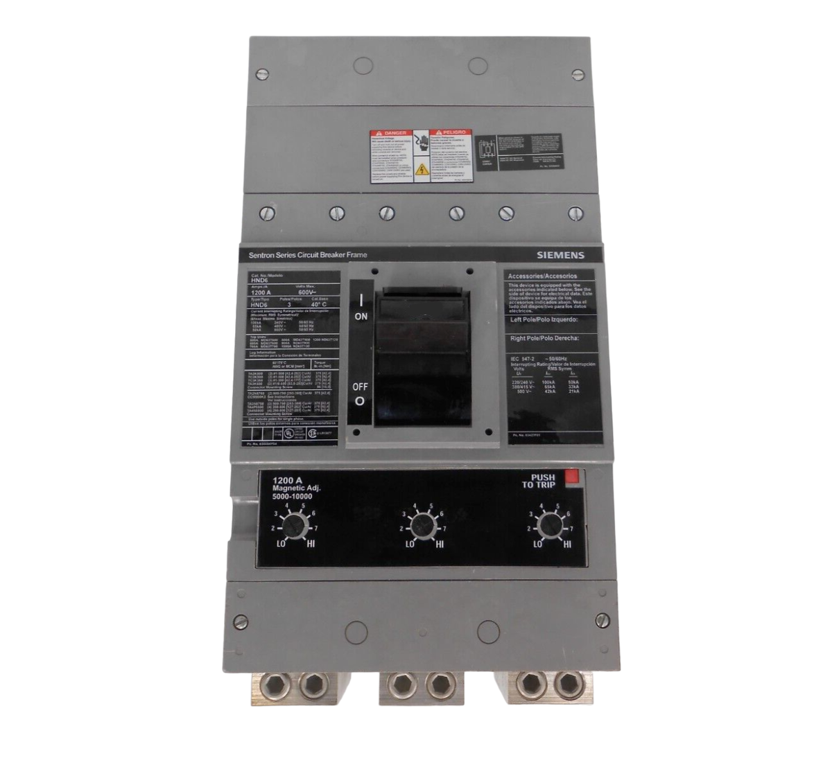 SP-120 （TRIO） HND63F120 - Siemens 1200A 600V 3-Pole Circuit Breaker Frame