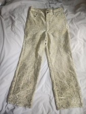 ZARA Mid Rise Shimmery Pants Zw Collection GOLDEN Sz M Nwt