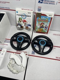 Nintendo Wii Bundle + MARIO KART + PAPER MARIO -+ Wheels - NEXT DAY - WARRANTY