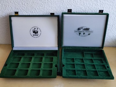 Münzboxen mit Tabletts   2 Stück (für Münzen bis 50x50 mm)