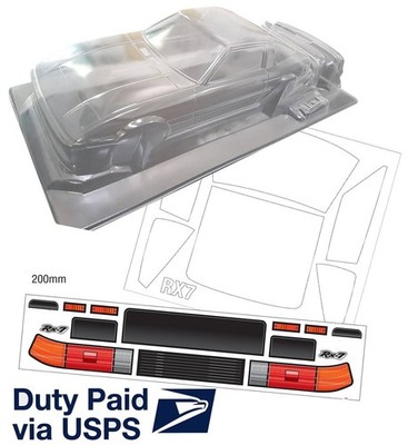 1/10  RC  Drift Racing Touring RX7 Clear Transparent Body Shell 200mm