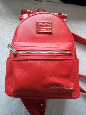 Loungefly Disney Parks Mini Rucksack Minnie Mouse rot Pailletten Schleife