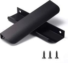 Edge Black Finger Pull for cabinets Kitchen Concealed Drawer pulls Aluminum F...