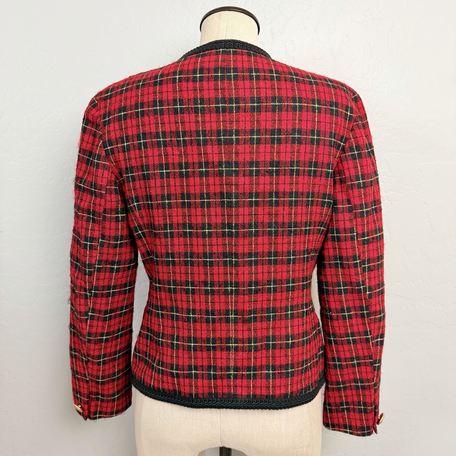 Pendleton Petite Wool Plaid Jacket Red Black Gold… - image 5
