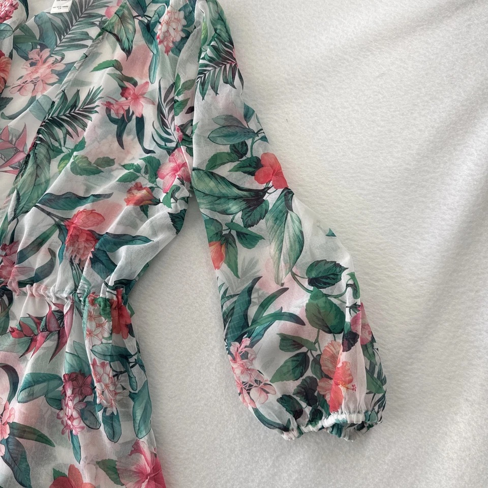 TOMMY BAHAMA Mujeres Floral Transparente Cubrir Vestido Cincha Borla Corbata Cintura Natación-L Foto 3 de 4