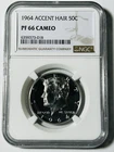 1964 Silver Proof Kennedy Half Dollar ACCENTED HAIR NGC PF 66 CAMEO
