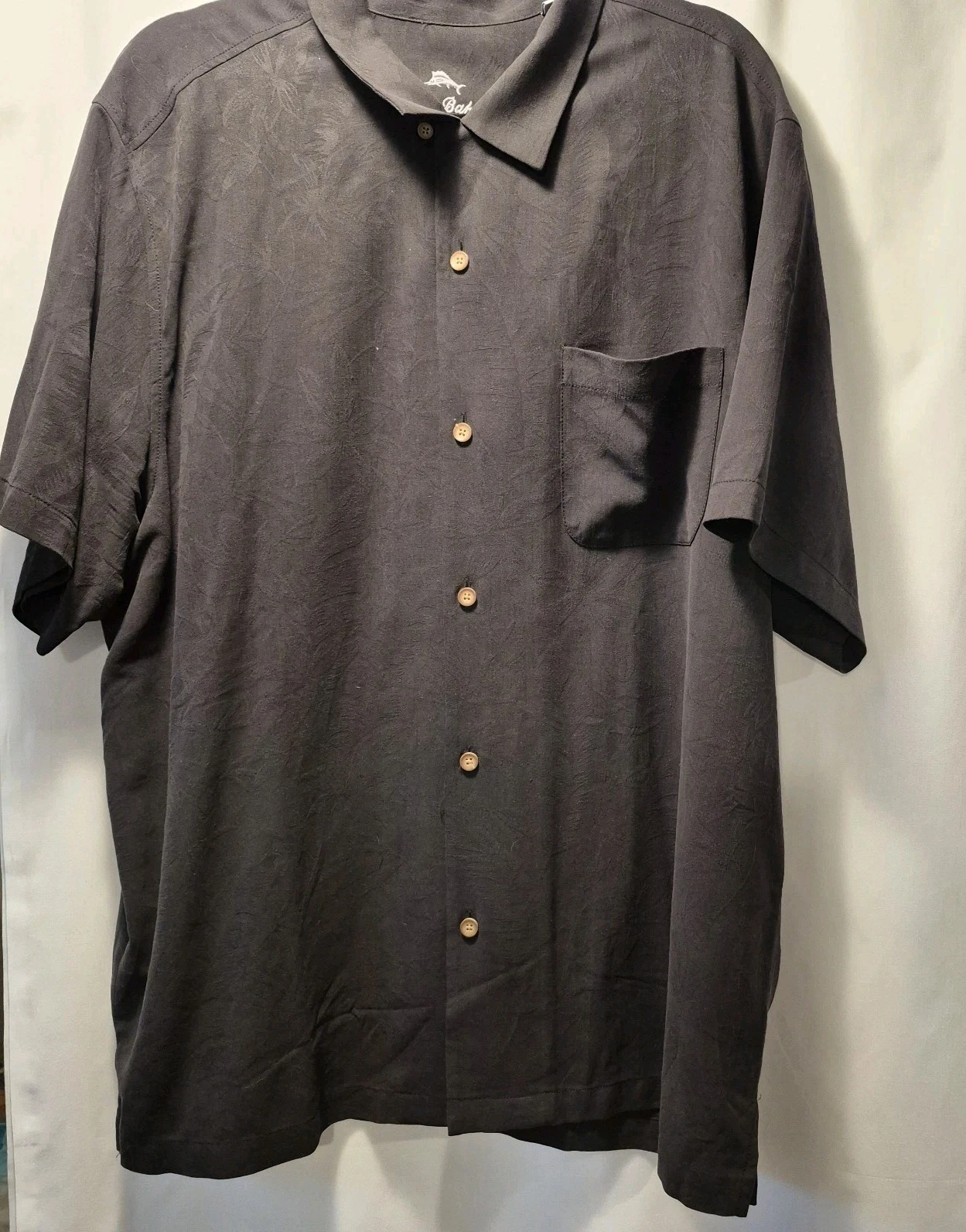Tommy Bahama Mens Let’s Get It Poppin 100% Silk Shirt Black Xlarge