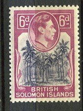 BRITISH SOLOMONS; 1938 early GVI Pictorial issue fine Mint lightly hinged 6d. 
