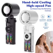Handheld Turbo Fan with Ice Cooler, Powerful Portable Fans 4000mAh Rechargeable