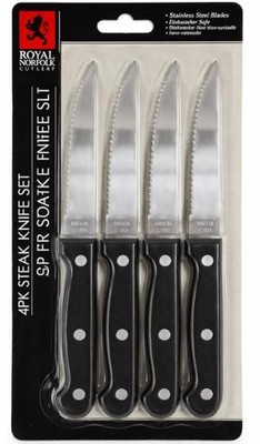 Royal Norfolk Steak Knives Set of 4   Stainless Steel 8'' Serrated Steak Knives