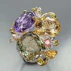 Handmade Natural Green Amethyst Ring 925 Sterling Silver Size 7.5 /R480534