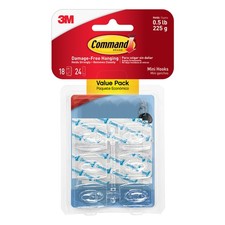 Command Strips 17006CLR-18ES 18 Mini Clear Hooks with 24 Strips 0.62 per strip