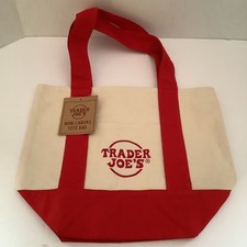 Trader Joe's Mini Canvas Tote Bag 2025 Winter Red NWT