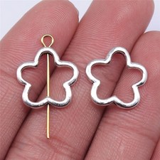 50PCS Silver Tone Metal Flower Shape Small Hole Bead GGS457
