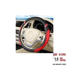 Car Steering Wheel Cover 14.5-15 Soft Leather Anti-slip Steering Black Red Car Steering Wheel Cover 14.5-15 Soft Leather Anti-slip Steering Black Red