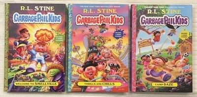 GARBAGE PAIL KIDS GPK RARE R. L. STINE 3 BOOK SET WITH STICKERS 2 & 3 SIGNED